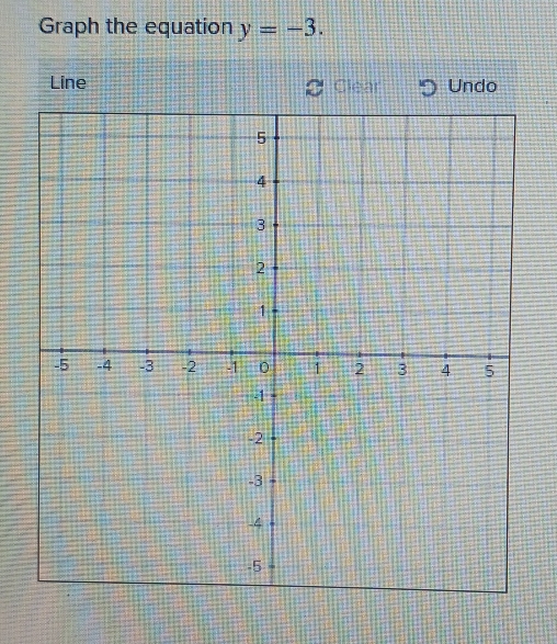 Graph the equation y=-3. 
Line Clear Undo