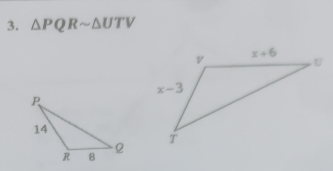 △ PQRsim △ UTV