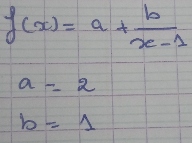 f(x)=a+ b/x-1 
a=2
b=1