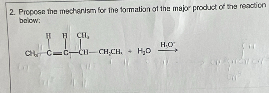 Propose the mechanism for the formation of the major product of the reaction
below: