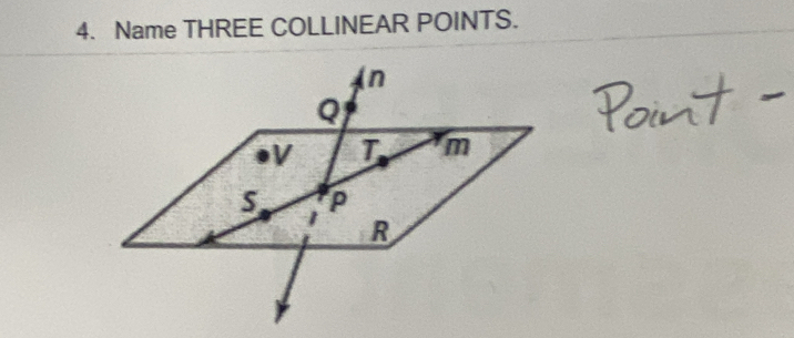 Name THREE COLLINEAR POINTS.