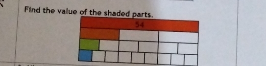 Find the value of the shaded parts.
54