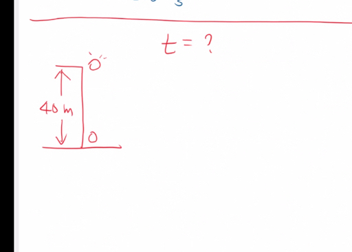 t= ?
40 m
O