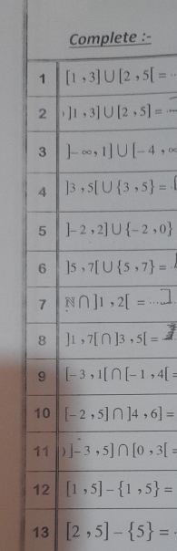 ....].
=1
13 [2,5]- 5 = _