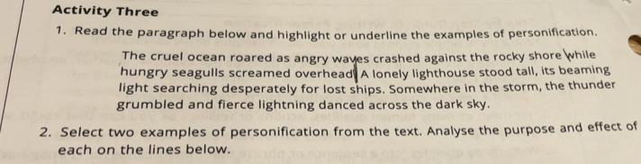 Solved: Activity Three 1. Read the paragraph below and highlight or ...