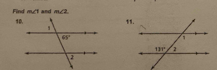 Find m∠ 1 and m∠ 2.
11.