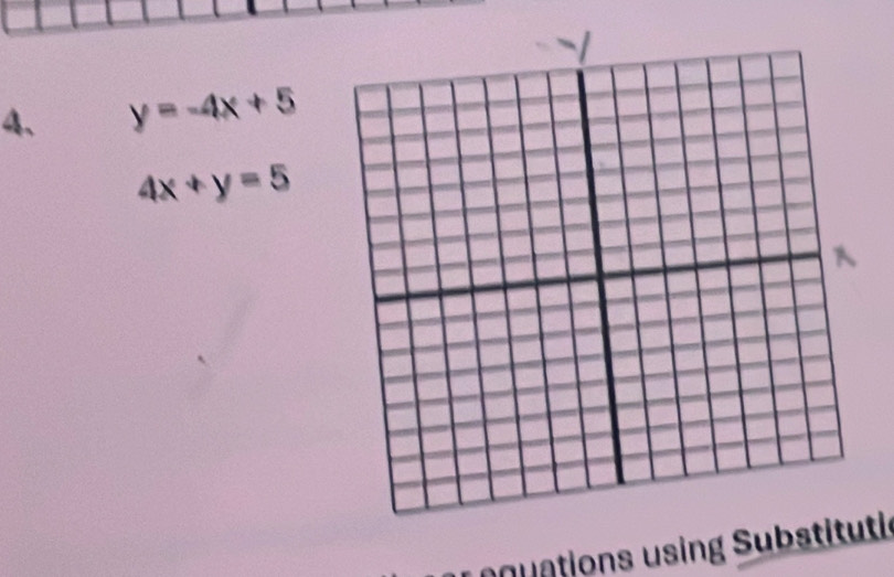 y=-4x+5
4x+y=5
nquations using Substitutic