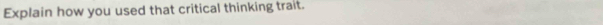 Explain how you used that critical thinking trait.