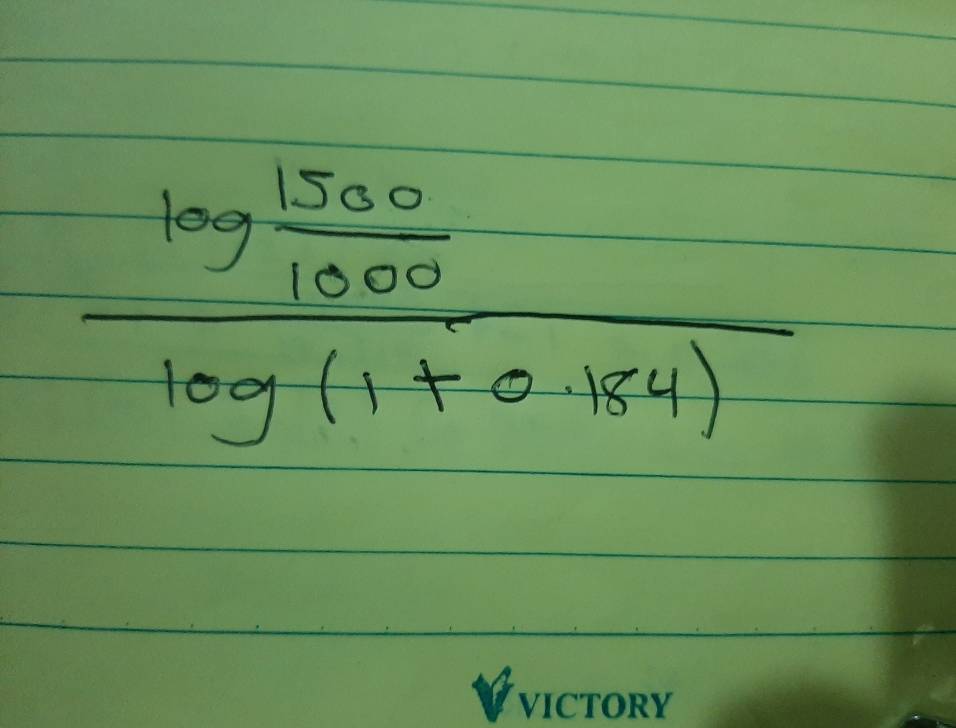 frac log  1500/1000 -log (1+0.154)