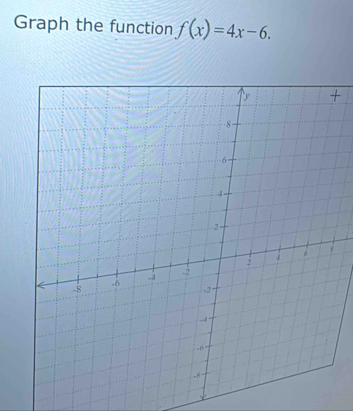 Graph the function f(x)=4x-6. 
+