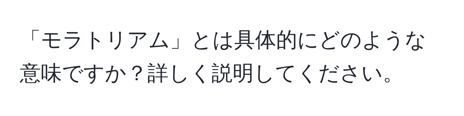 「モラトリアム」とは具体的にどのような意味ですか？詳しく説明してください。