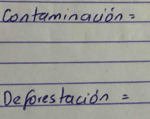 Contaminacion = 
Deforestacion =