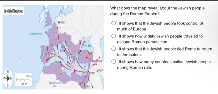 Solved: What does the map reveal about the Jewish people Jewish ...