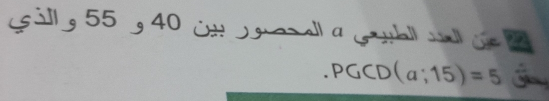 Gillg 55 g 40 üt Jesell a g tbll alde
PGCD(a;15)=5