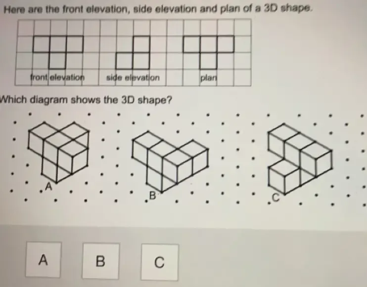 Solved: Here are the front elevation, side elevation and plan of a 3D ...