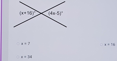 x=7
x=16
x=34