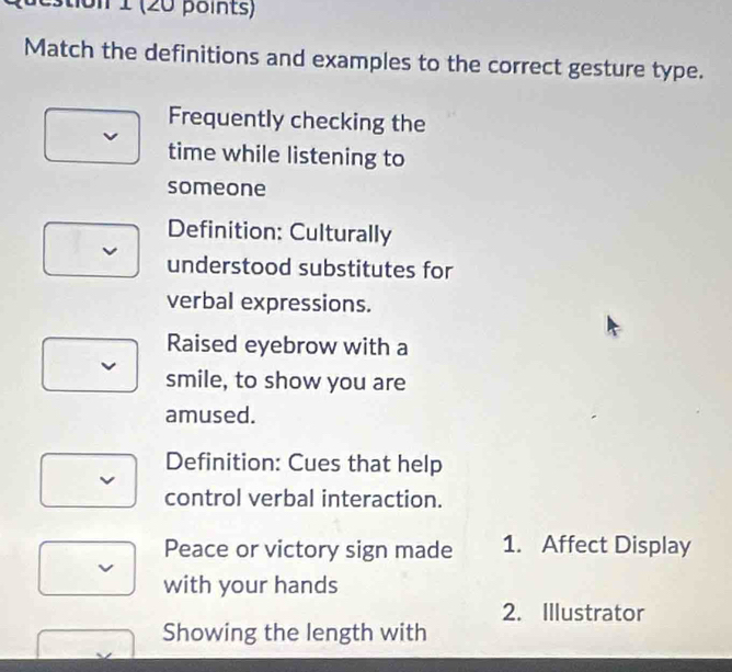 Solved: estion 1 (20 points) Match the definitions and examples to the ...