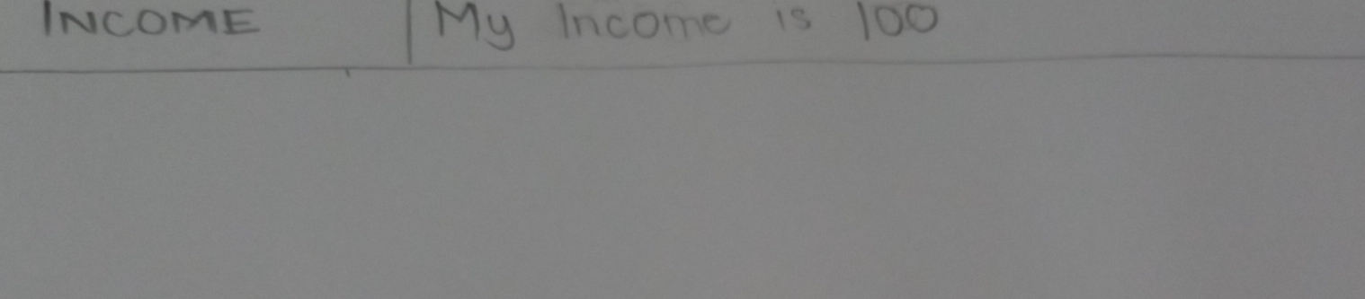 INCOME My Income is 100