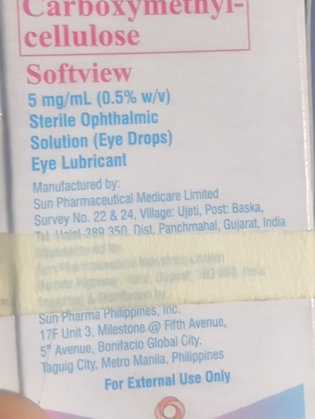 Solved: Carboxymethyl- cellulose Softview 5 mg/mL (0.5% w/v) Sterile ...
