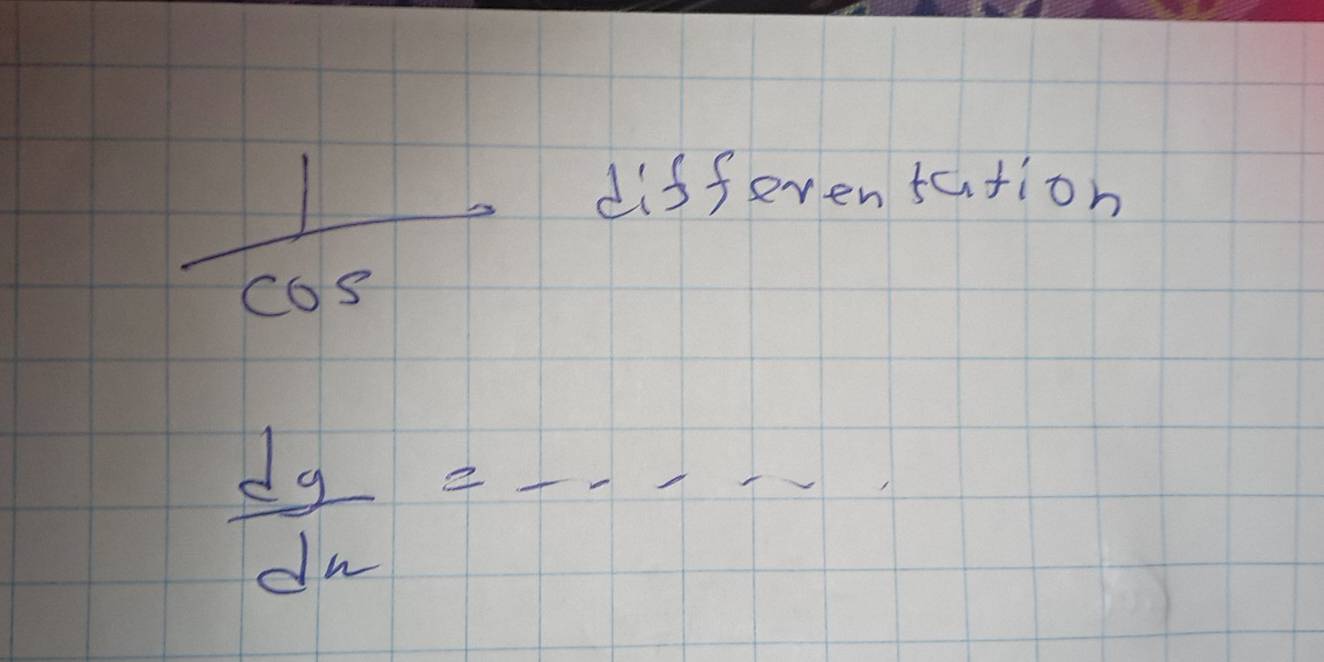  1/cos  
differentation
 dy/dn =frac ·s ·s