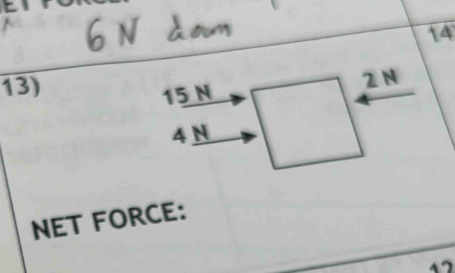 14 
13)
2N
15 N
4 N
NET FORCE:
A7