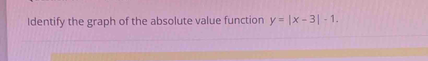 Identify the graph of the absolute value function y=|x-3|-1.