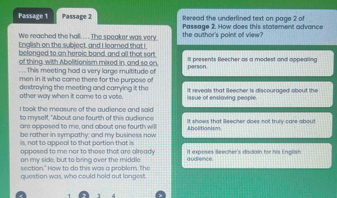 Solved: Passage 1 Passage 2 Reread the underlined text on page 2 of ...