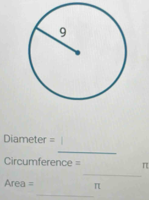 Diameter =
_
Circumference =
_
π
Area =
_
π