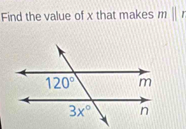 Find the value of x that makes mparallel r