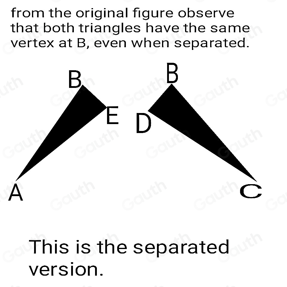 Solved: Separate and redraw the overlapping triangles. Label the ...