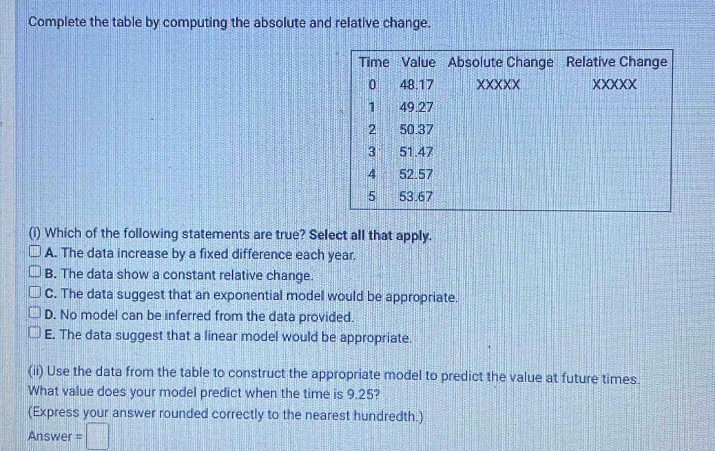 Solved: Complete the table by computing the absolute and relative ...