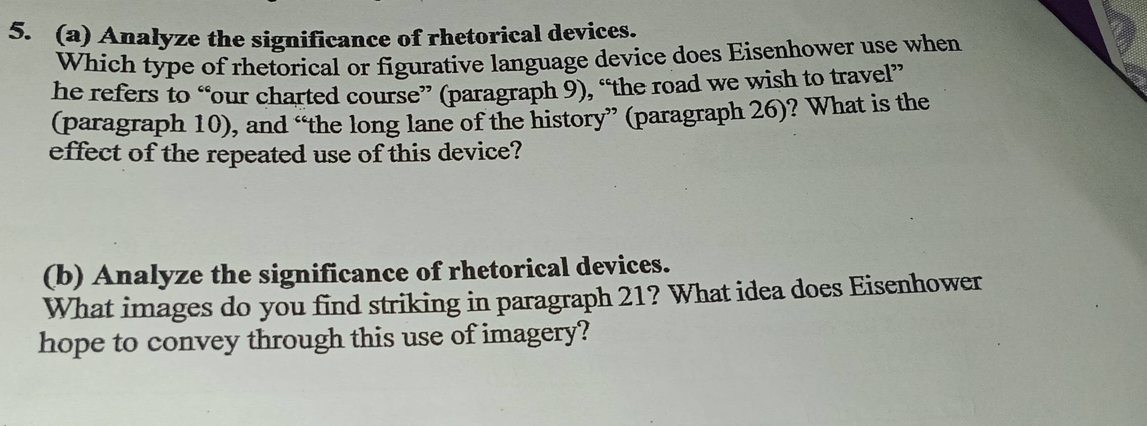 Solved: Analyze the significance of rhetorical devices. Which type of ...