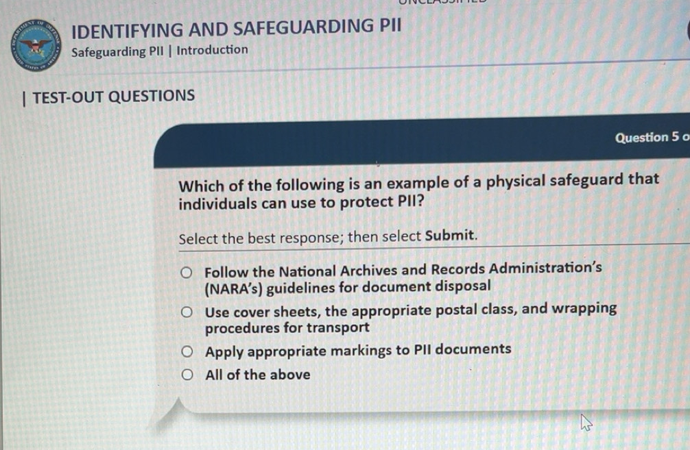Solved: IDENTIFYING AND SAFEGUARDING PII Safeguarding PII ...