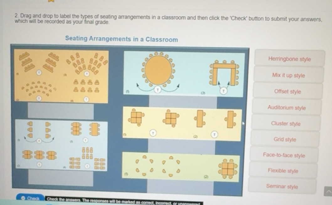 Selesai:Drag and drop to label the types of seating arrangements in a ...