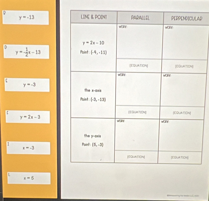 y=-13 R
D y=- 1/2 x-13
【
y=-3
[
y=2x-3
I
x=-3
x=5
_