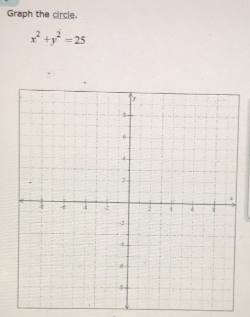 Graph the circle.
x^2+y^2=25