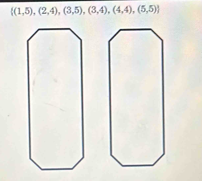  (1,5),(2,4),(3,5),(3,4),(4,4),(5,5)