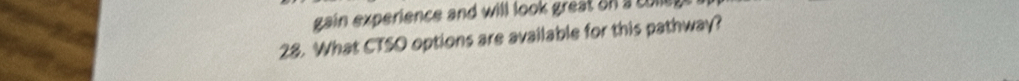 gain experience and will look great on a cul 
28. What CTSO options are available for this pathway?