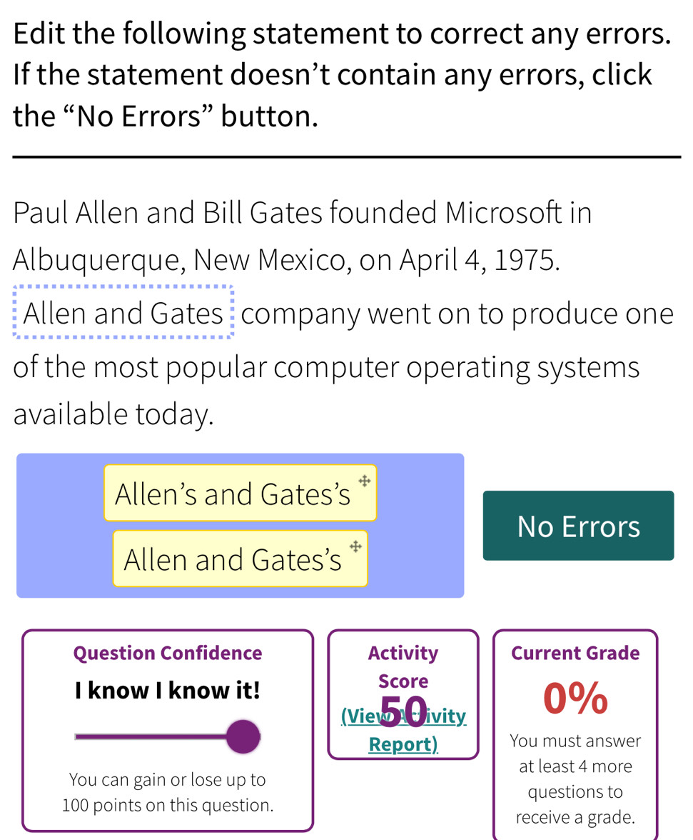 Solved: Edit the following statement to correct any errors. If the ...
