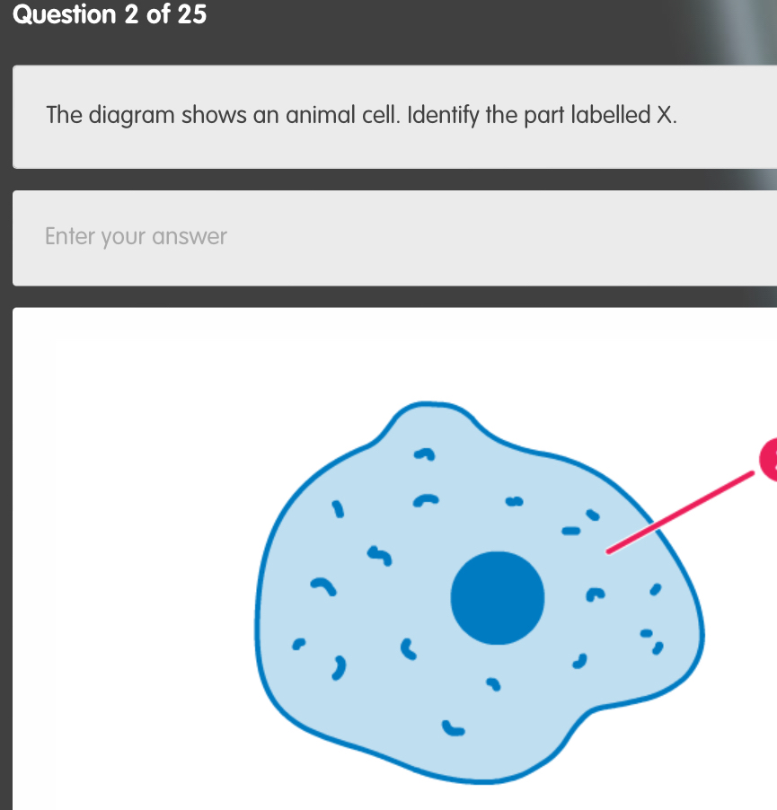 Solved: The diagram shows an animal cell. Identify the part labelled X ...