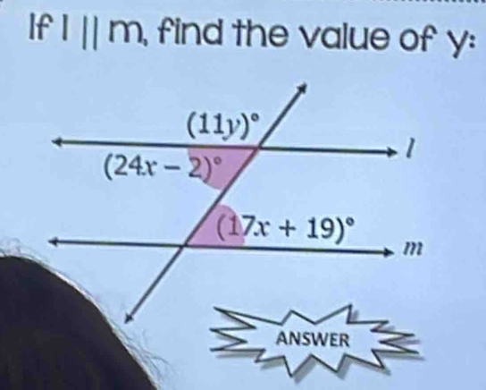 If l||m find the value of y: