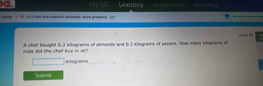 Solved: My IXL Learning Assessment * Analytics grade H.2 Add and ...