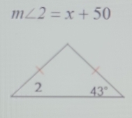 m∠ 2=x+50