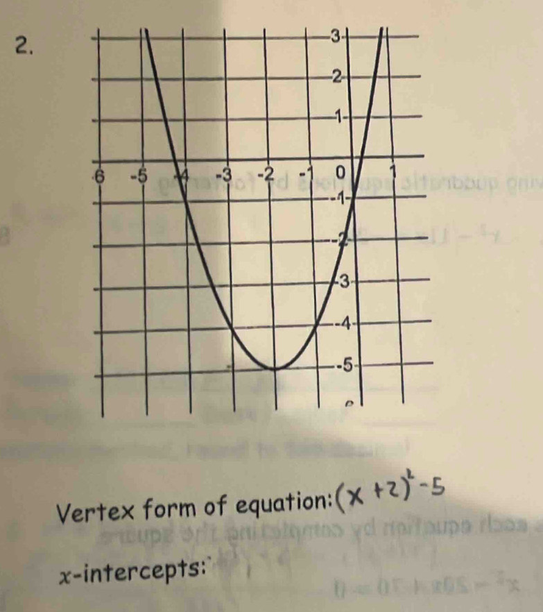 Vertex form of equation: 
x-intercepts: