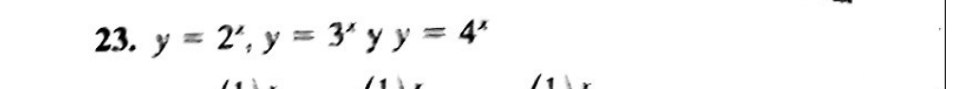 y=2^x, y=3^x y y=4^x