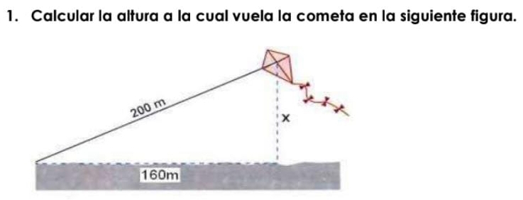 Calcular la altura a la cual vuela la cometa en la siguiente figura.