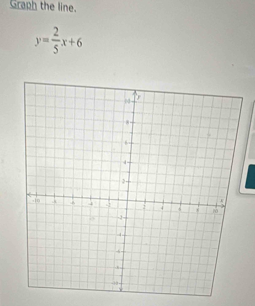 Graph the line.
y= 2/5 x+6