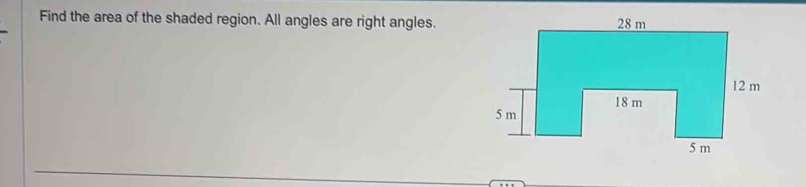 Find the area of the shaded region. All angles are right angles.