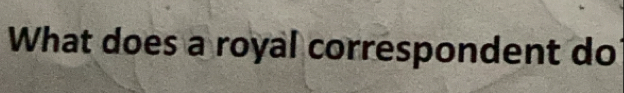 What does a royal correspondent do