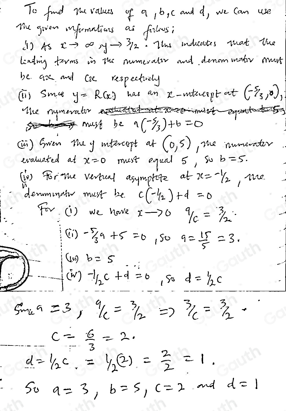 Solved: It is given that y=R(x)= (ax+b)/cx+d , where a, b, c and d are ...